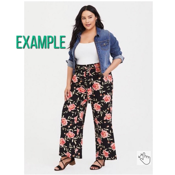 Wide leg floral pants with stretch on the backs. Plus pockets - Picture 3 of 9